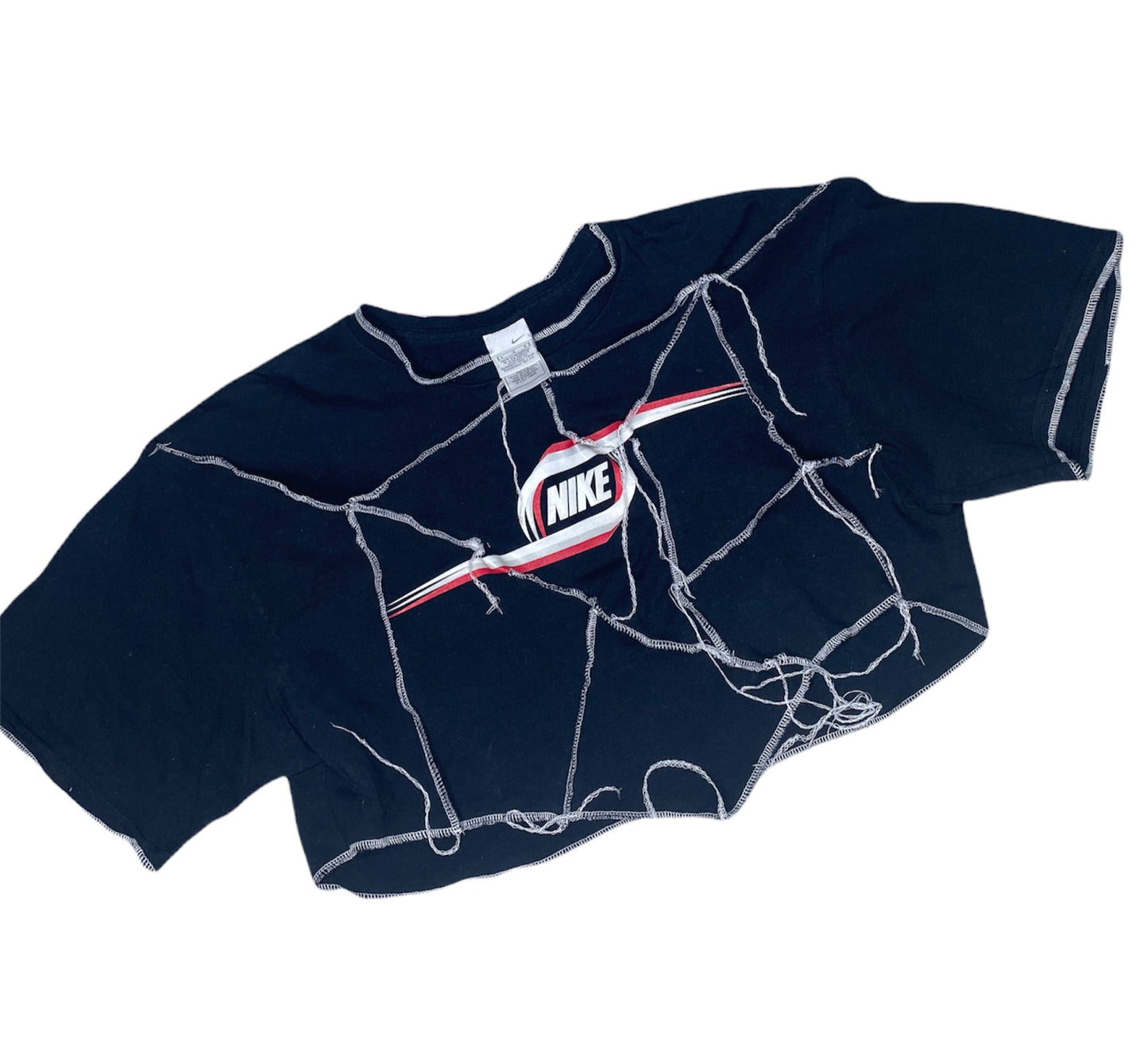 Vintage NIKE 90s Reworked Contrast Stitch Patchwork Crop Top