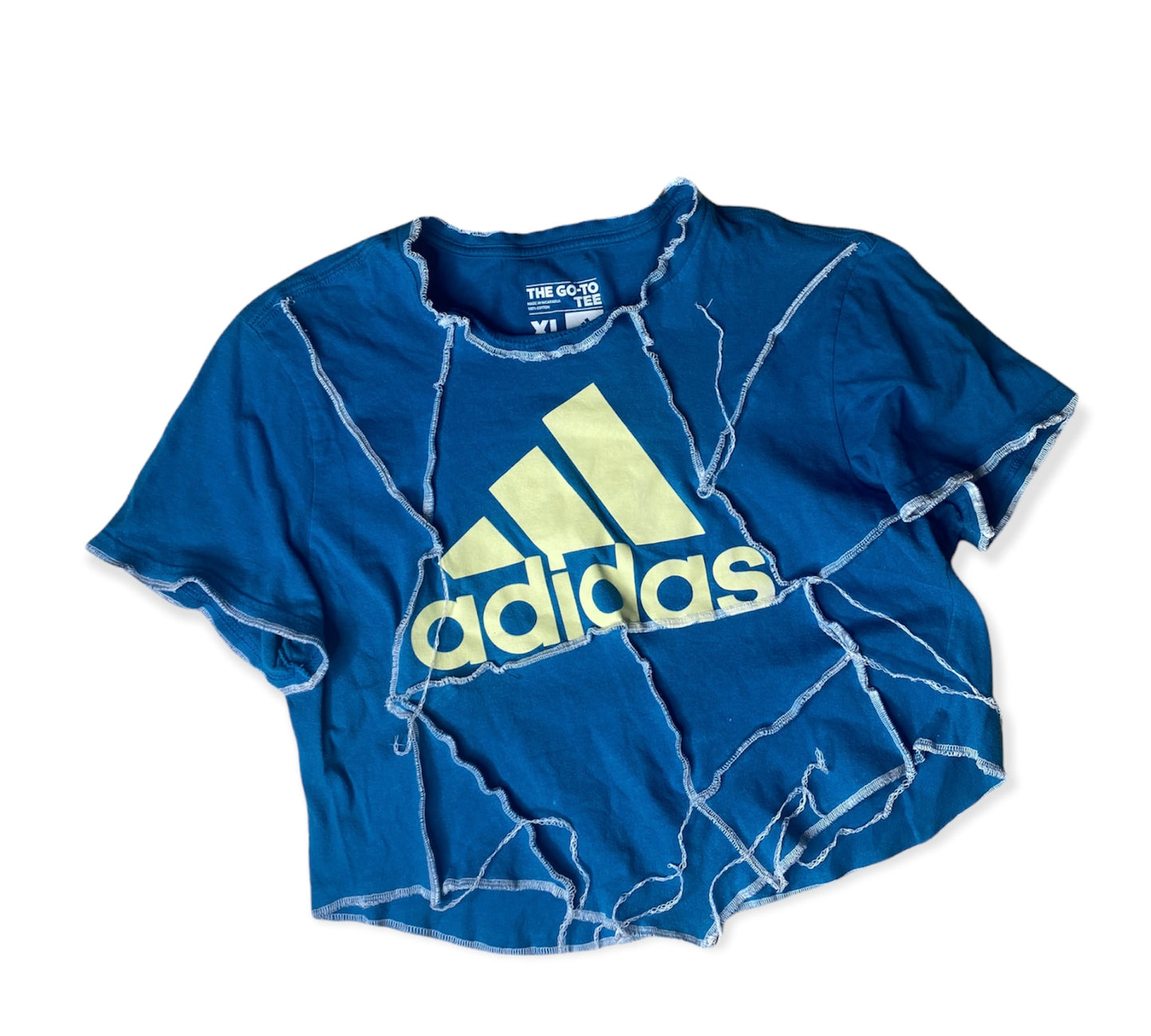 Adidas Reworked Contrast Stitch Patchwork Crop Top