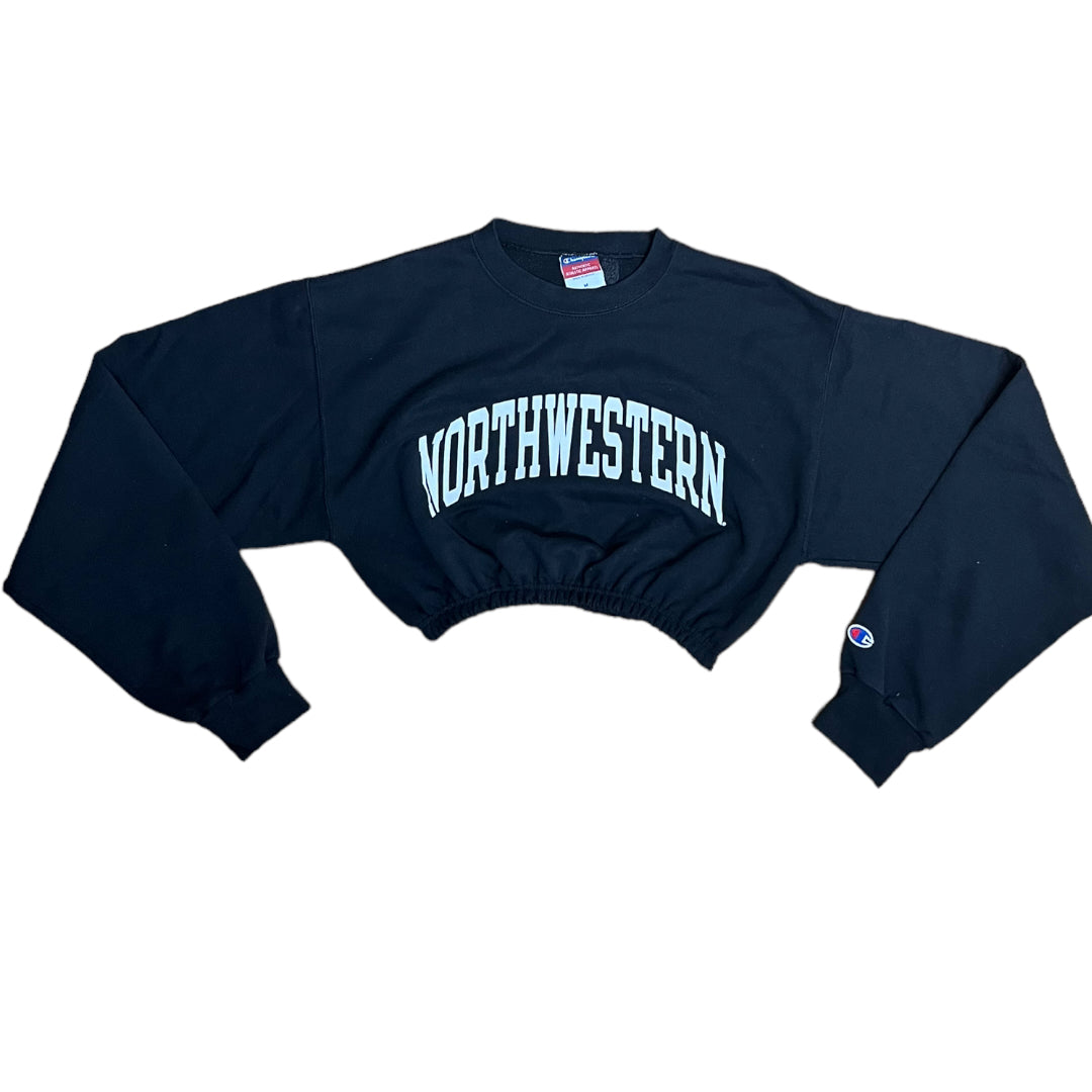 Northwestern University Reworked Crop Crewneck Sweatshirt