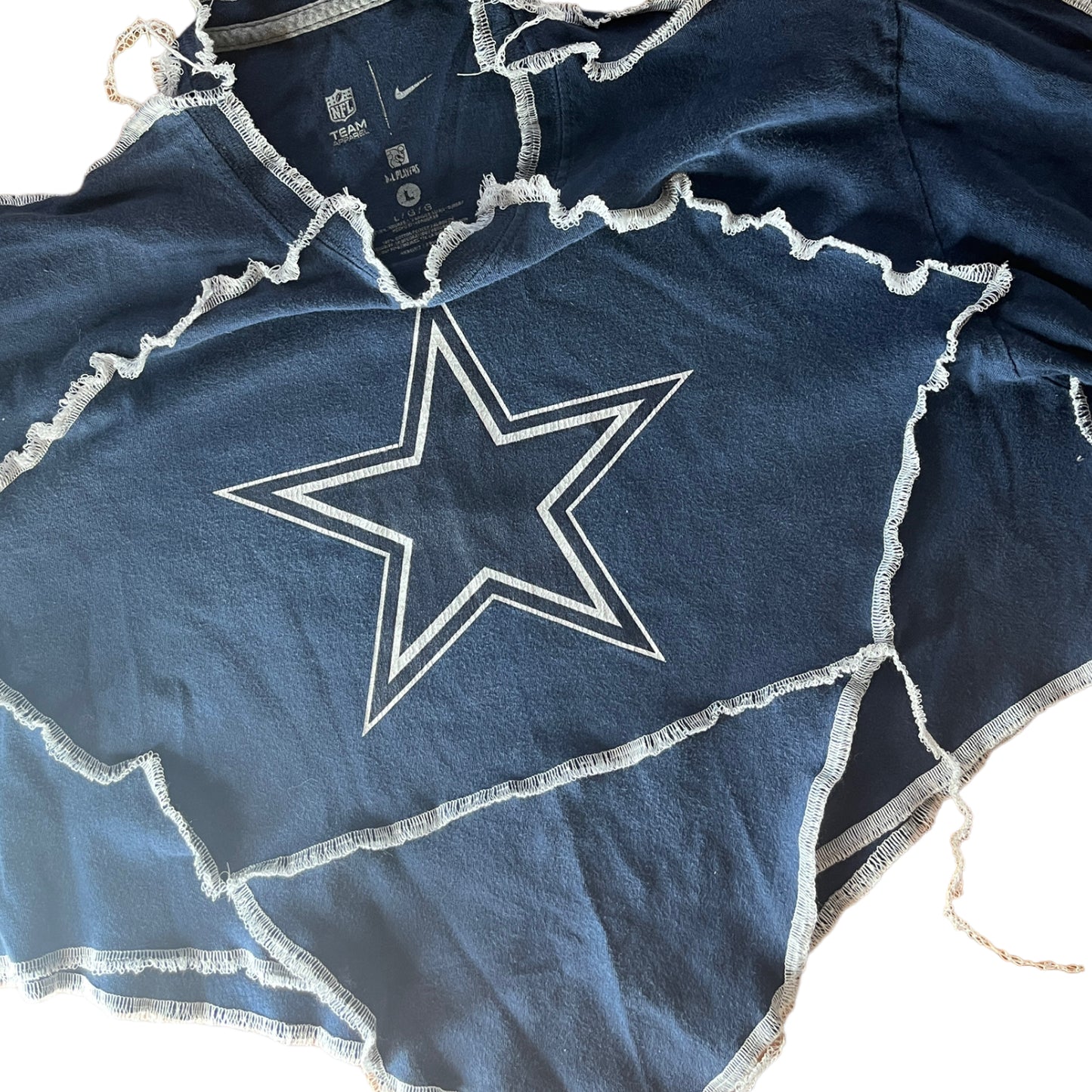 Dallas Cowboys Reworked Contrast Stitch V Cut Crop Top