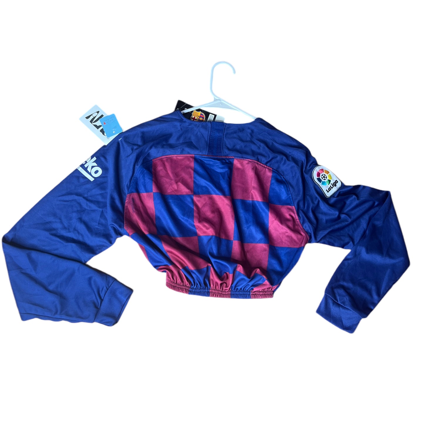 Barcelona Home Jersey Reworked Longsleeve Crop Top