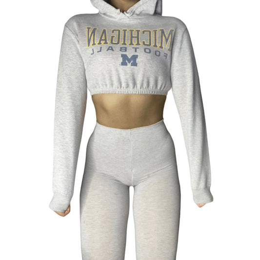 University of Michigan Football Reworked Crop Hoodie