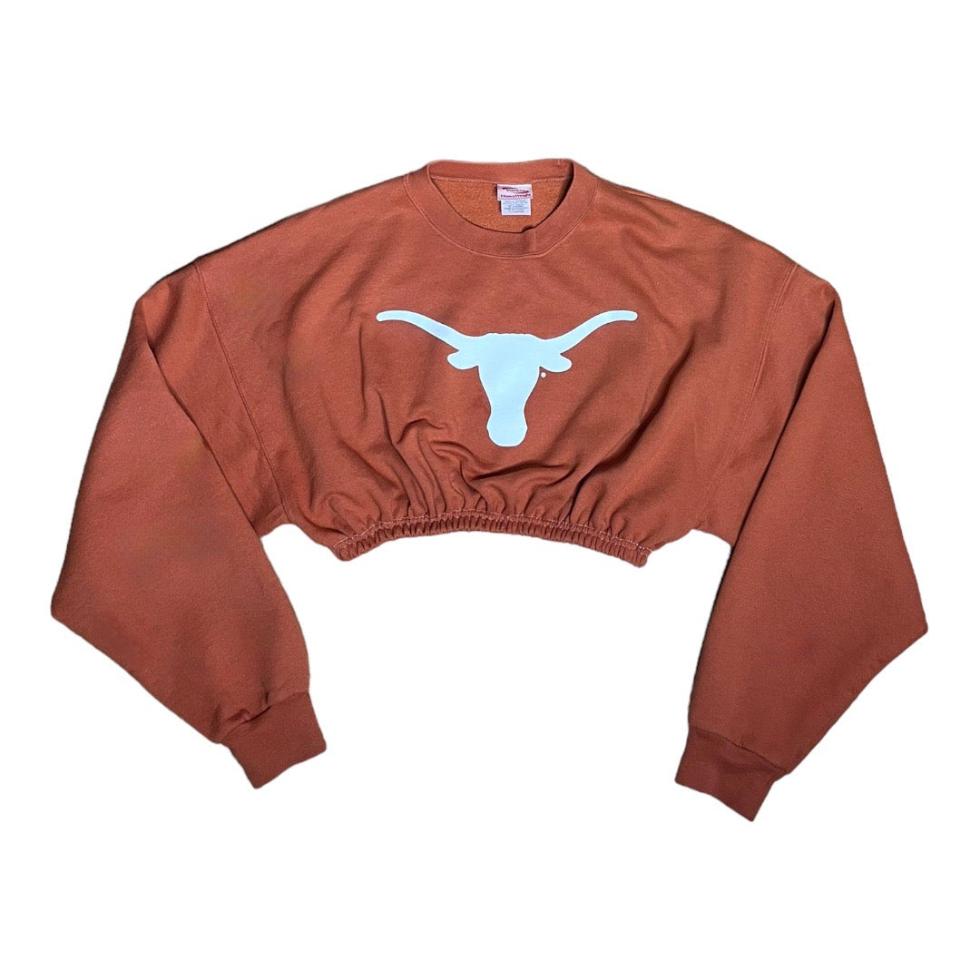 Texas Longhorns Reworked Crop Crewneck Sweatshirt