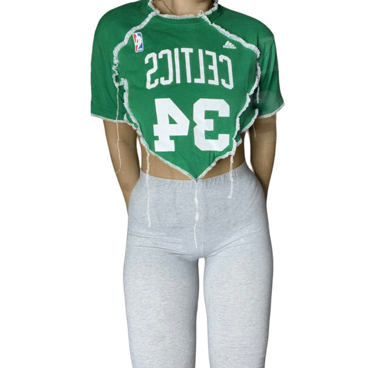 Boston Celtics Reworked Contrast Stitch Crop Top