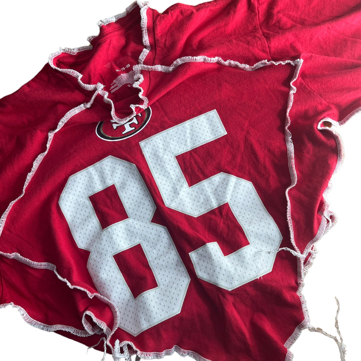 San Fransisco 49ers Reworked Contrast Stitch V Cut Crop Top