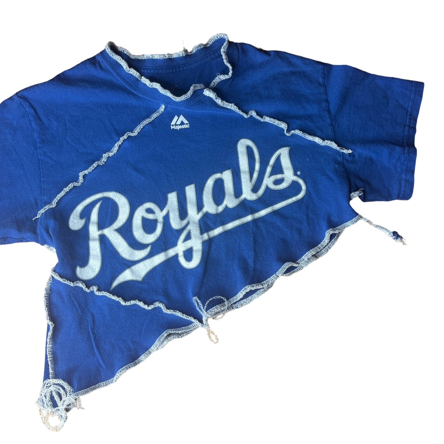 Kansas City Royals Reworked Contrast Stitch Asymmetrical Crop Top