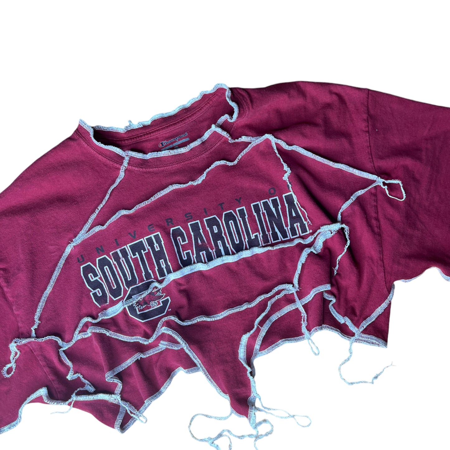 South Carolina Gamecocks Reworked Contrast Stitch Crop Top