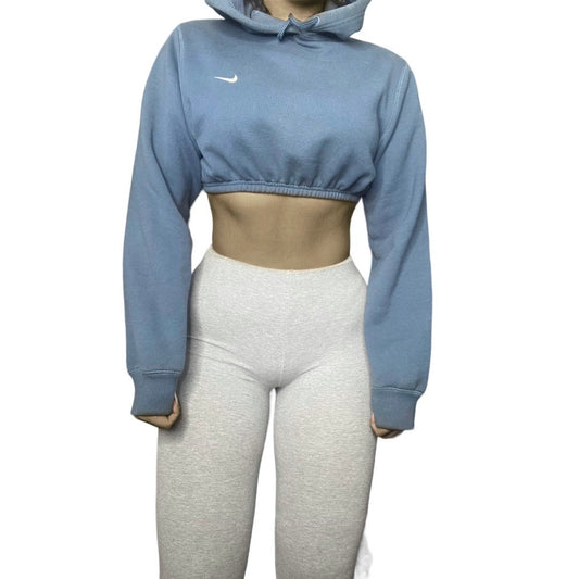 Nike Reworked Blue Crop y2k Hoodie Sweatshirt