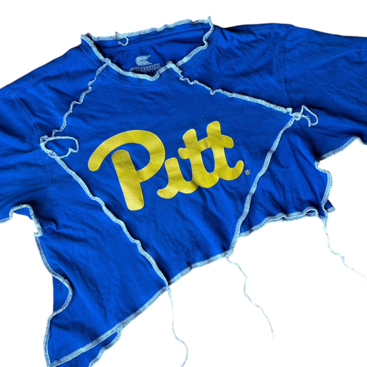 University of Pittsburgh Reworked Contrast Stitch Crop Top