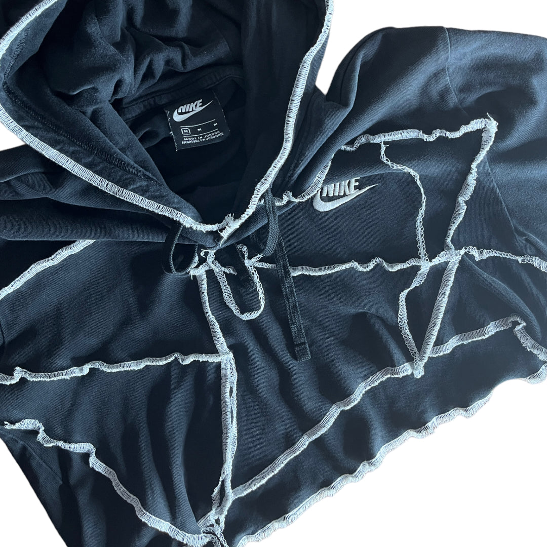 Nike Reworked Crop Contrast Stitch Asymmetrical Hoodie