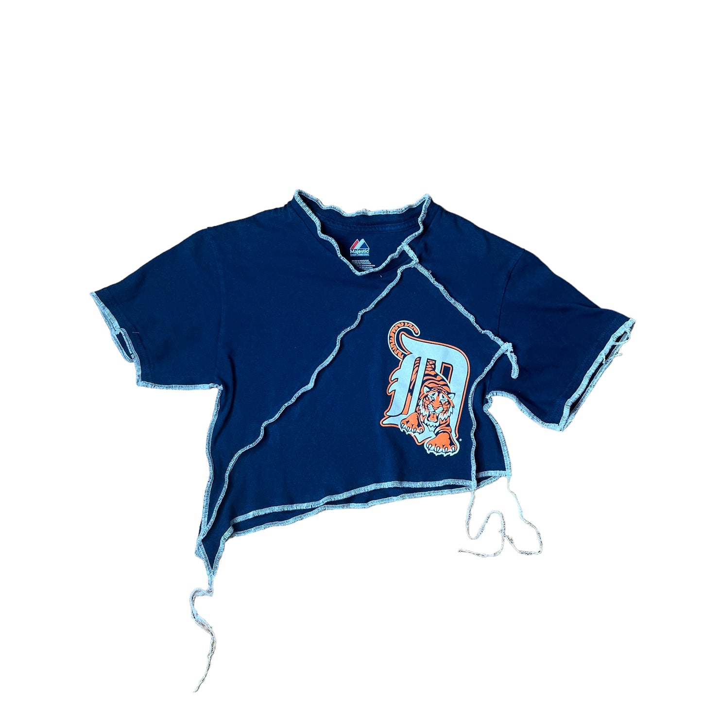 Detroit Tigers Reworked Contrast Stitch Crop Top