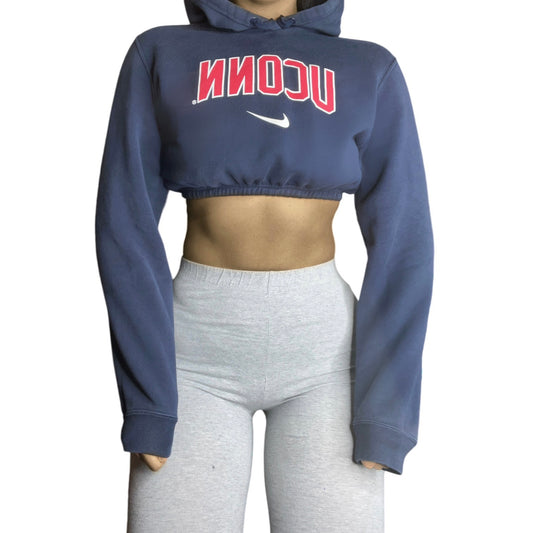 Uconn Reworked Crop Hoodie Sweatshirt