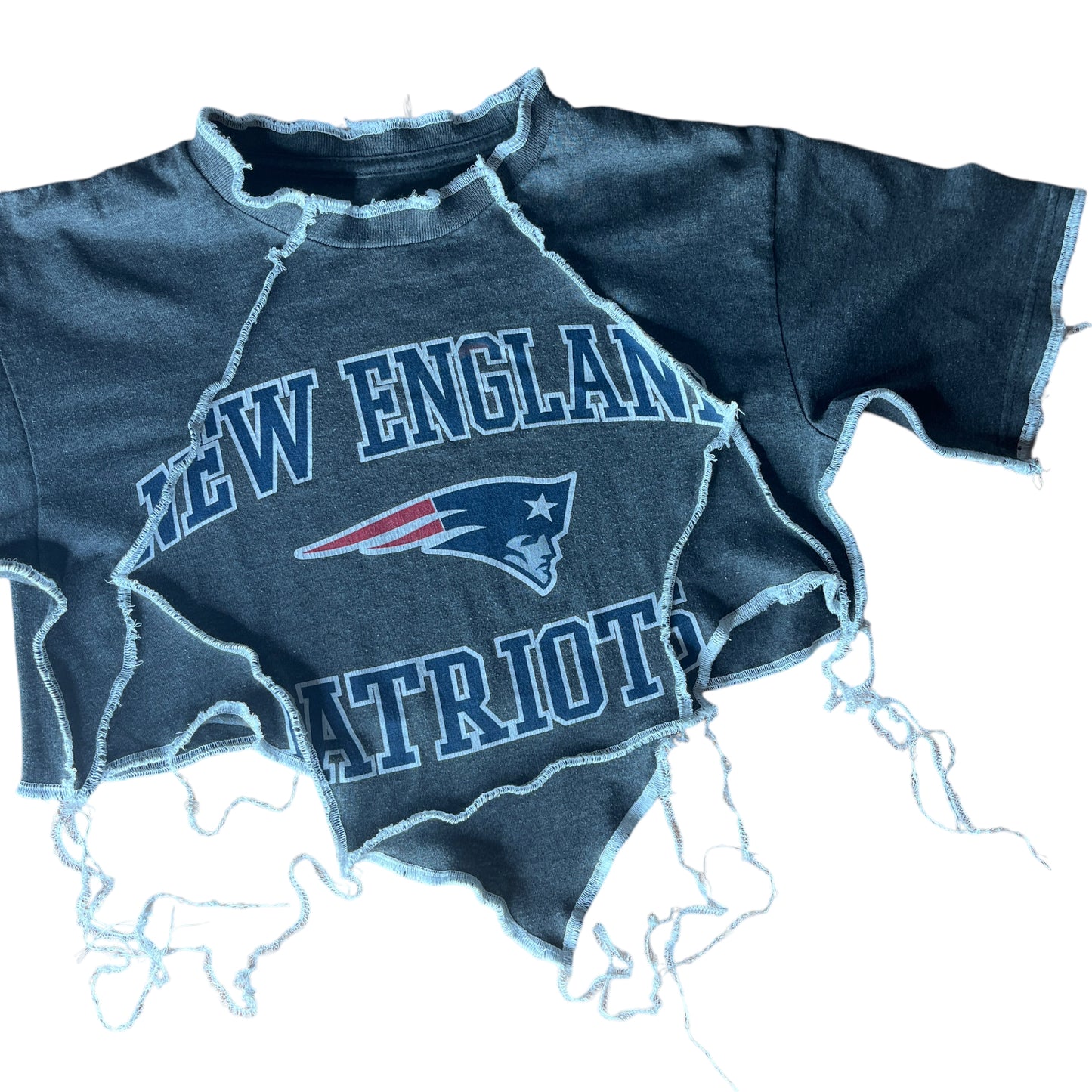 New England Patriots Reworked Contrast Stitch Crop Top