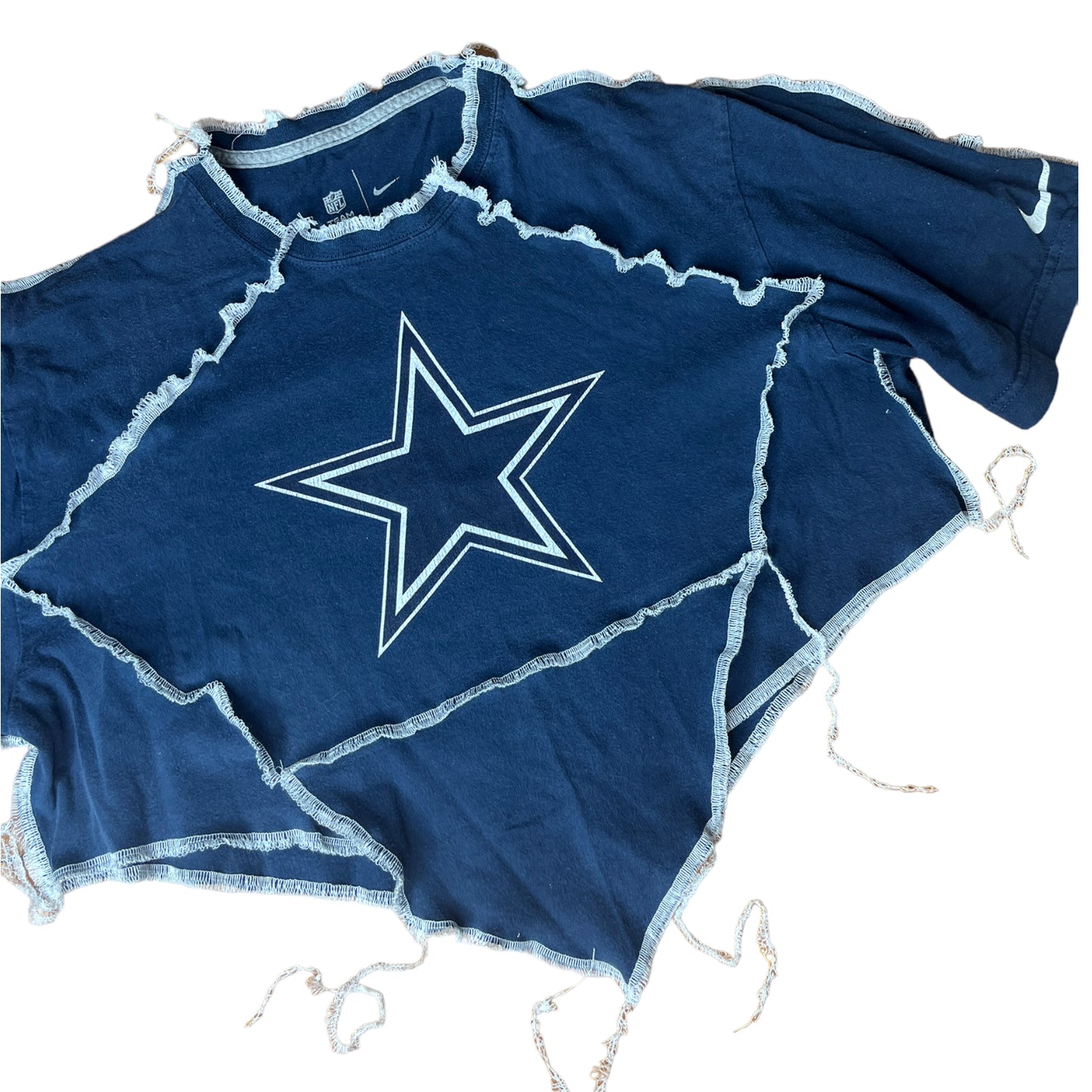 Dallas Cowboys Reworked Contrast Stitch V Cut Crop Top