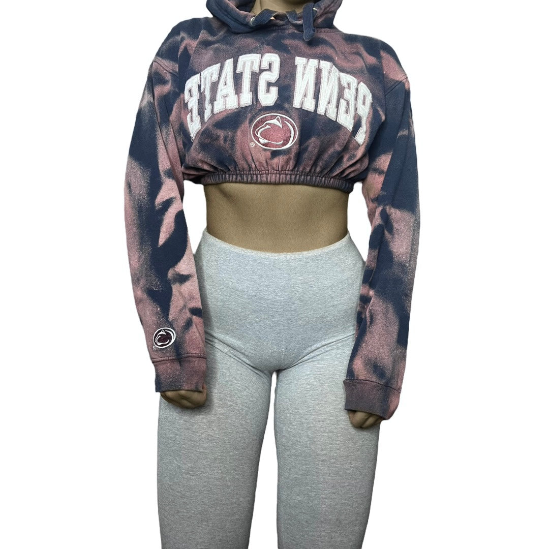 Penn State University Reworked Crop Hoodie Sweatshirt