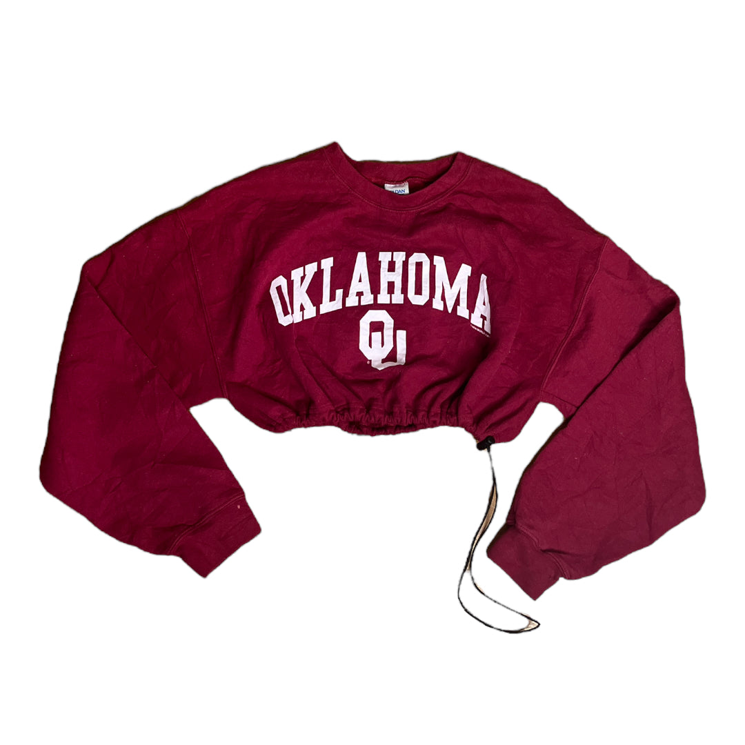 The University of Oklahoma Reworked Drawstring Pull Waist Crop Crewneck