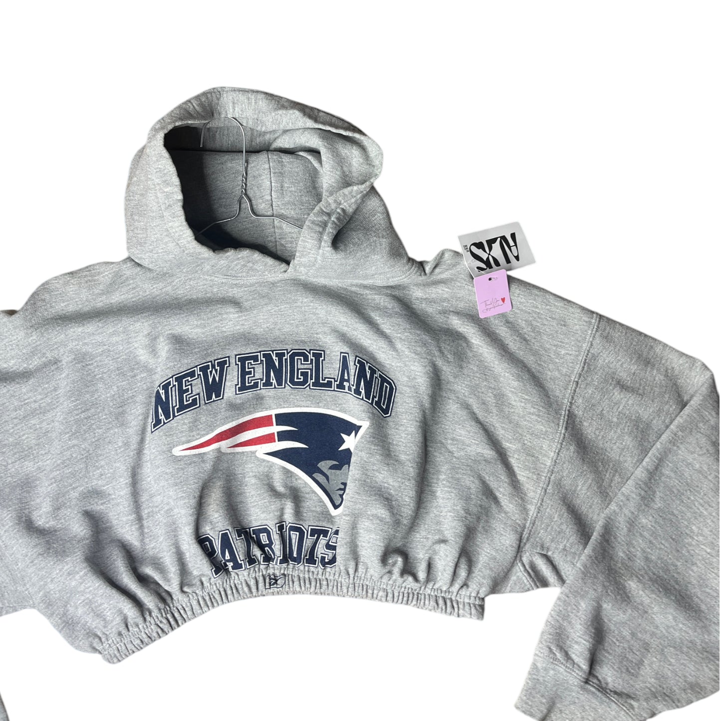 New England Patriots Reworked Crop Hoodie Sweatshirt