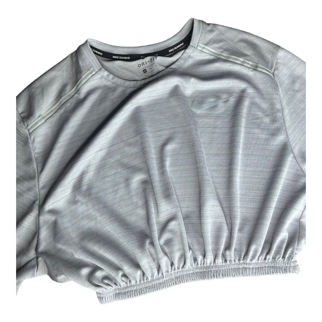 Nike Reworked Longsleeve Drifit Grey Crop Top