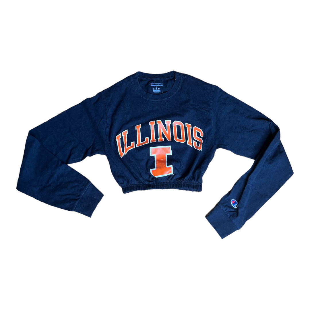 University of Illinois Reworked Long-sleeve Crop Top