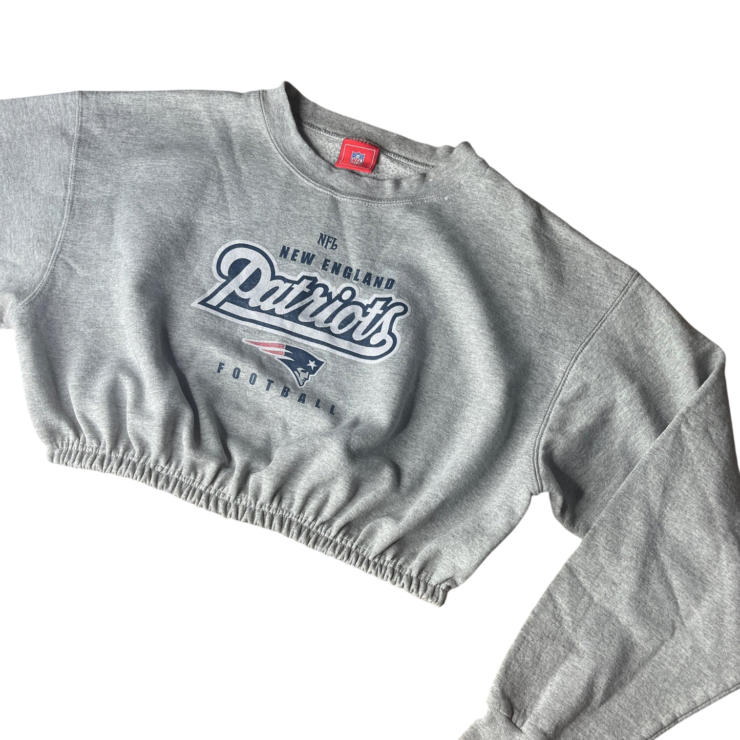 New England Patriots Reworked Cropped Crewneck Sweatshirt