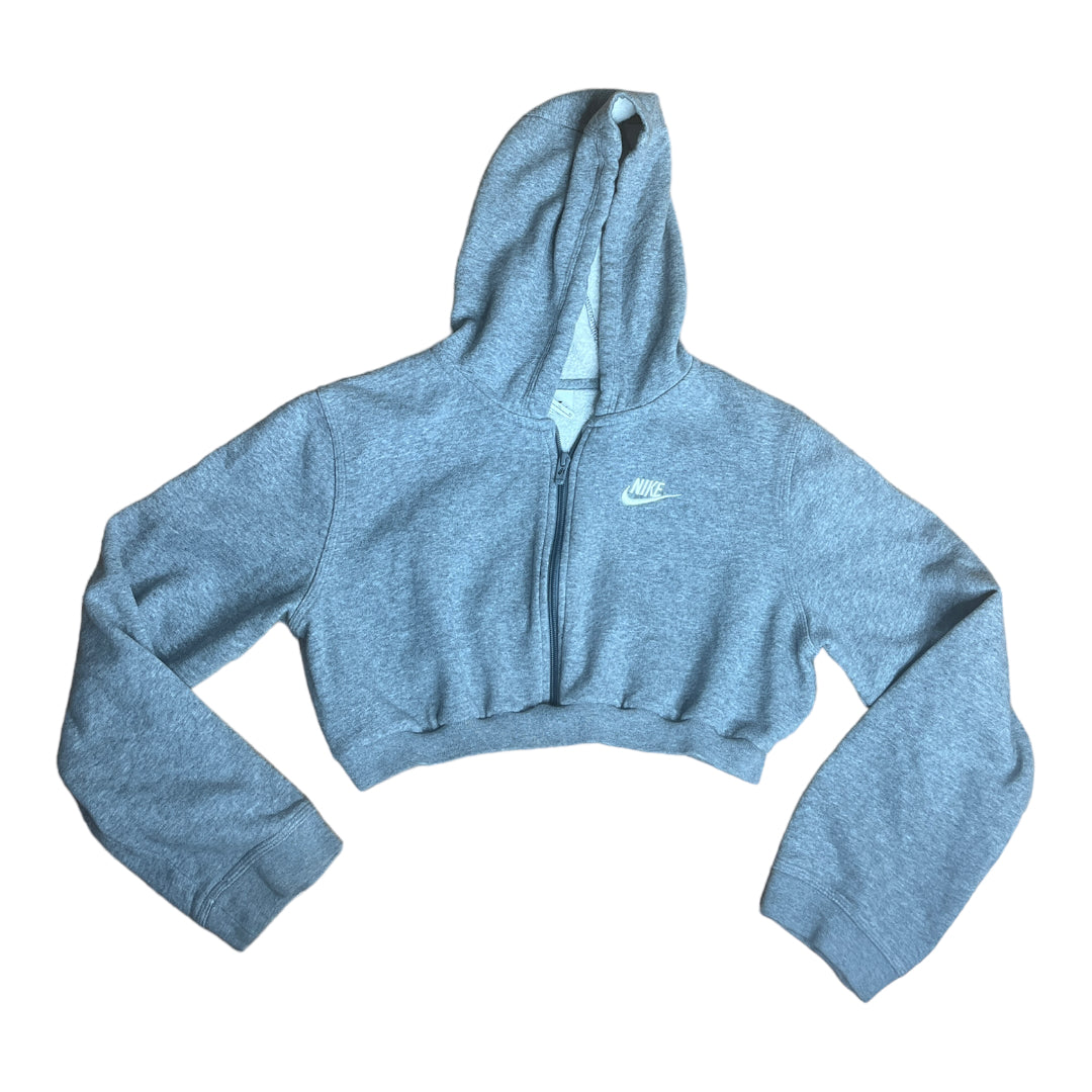 Nike Reworked Crop Grey Sip Up Hoodie