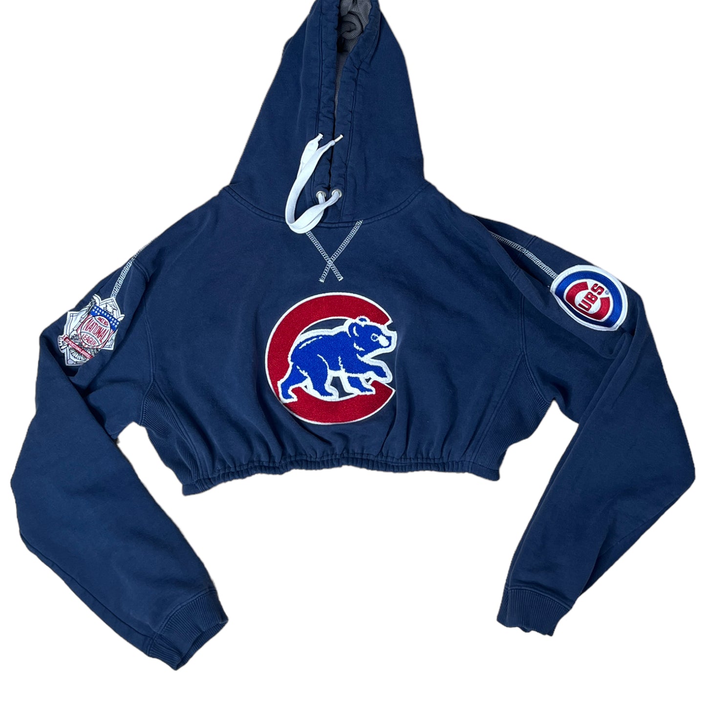 Chicago Cubs Reworked Crop Hoodie Sweatshirt