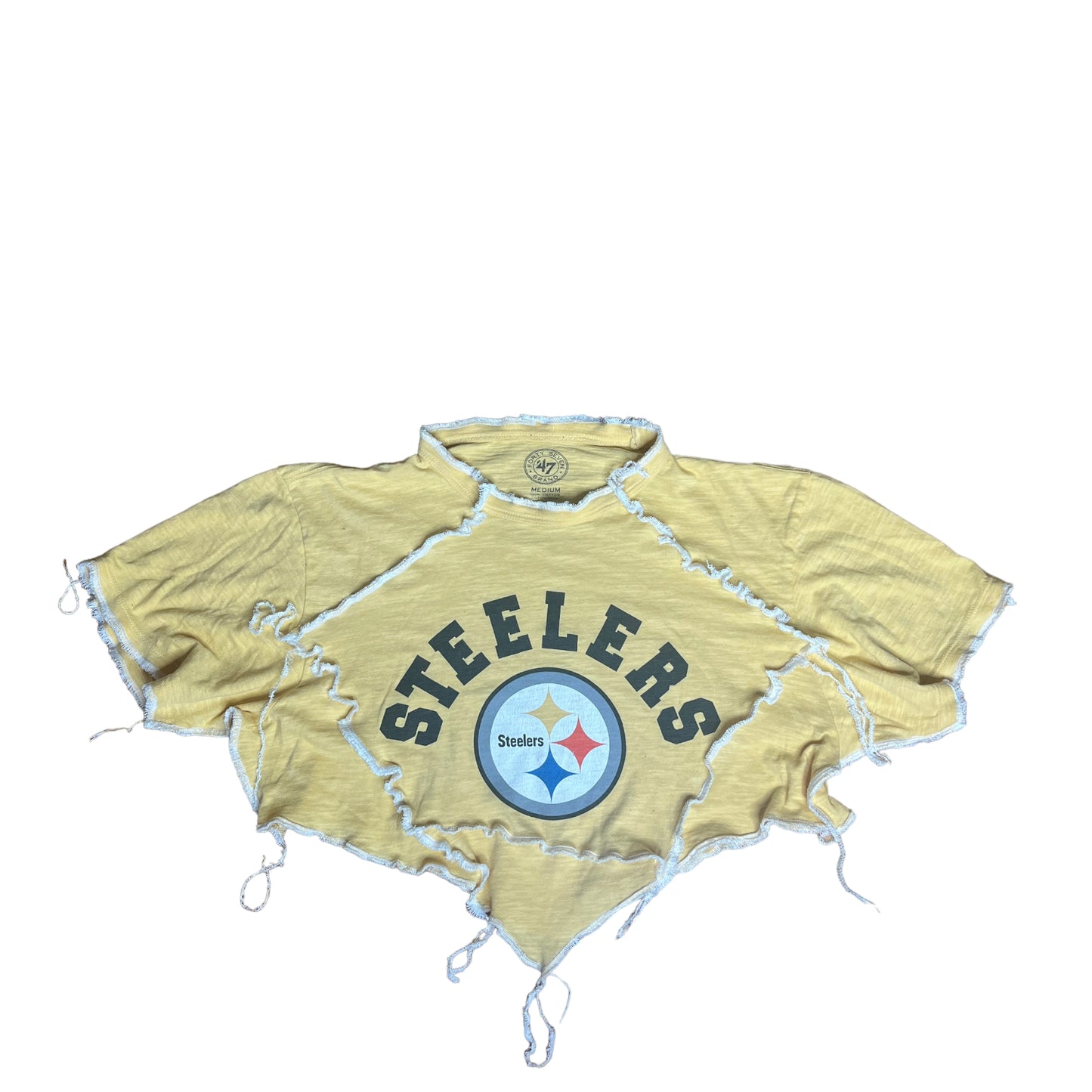 Pittsburg Steelers Reworked Contrast Stitch Crop Top