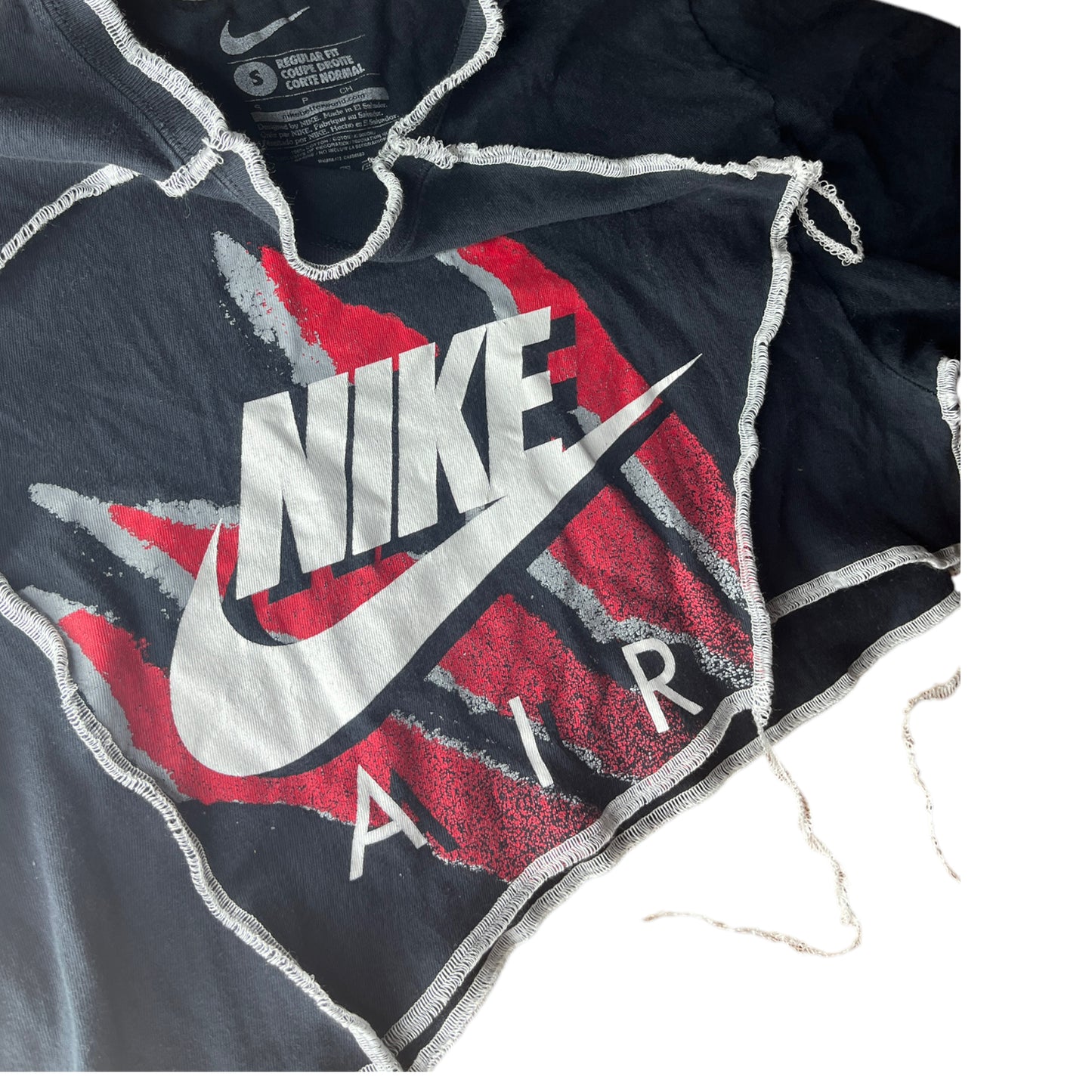 Air Nike Reworked Contrast Stitch Asymmetrical Crop Top