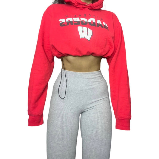 University of Wisconsin Reworked Drawstring Crop Hoodie