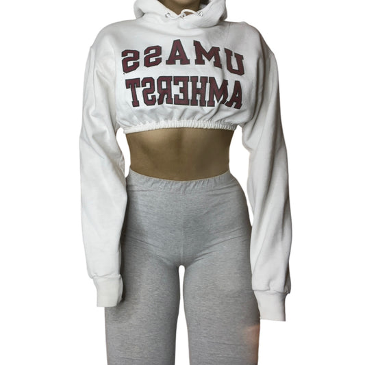 Umass Amherst Reworked Crop Hoodie Sweatshirt