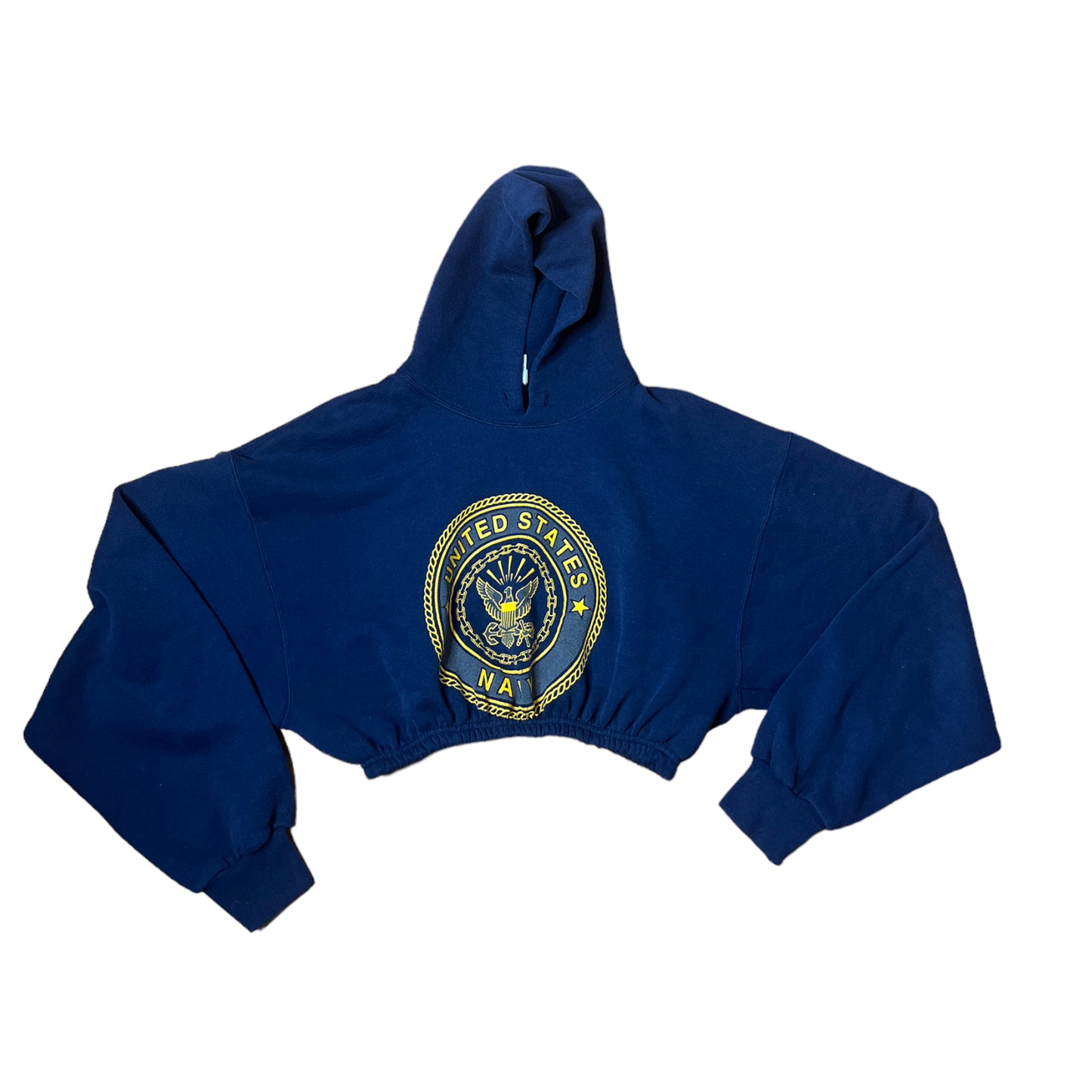 Vintage U.S Navy Reworked Crop Hoodie Sweatshirt