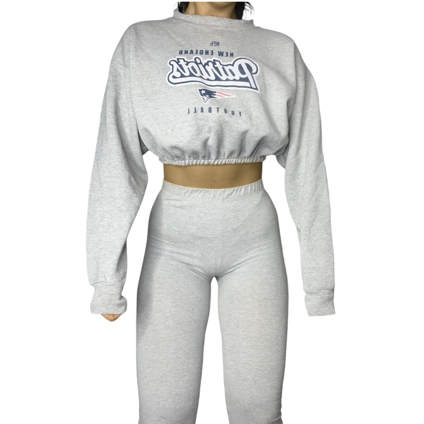 New England Patriots Reworked Cropped Crewneck Sweatshirt