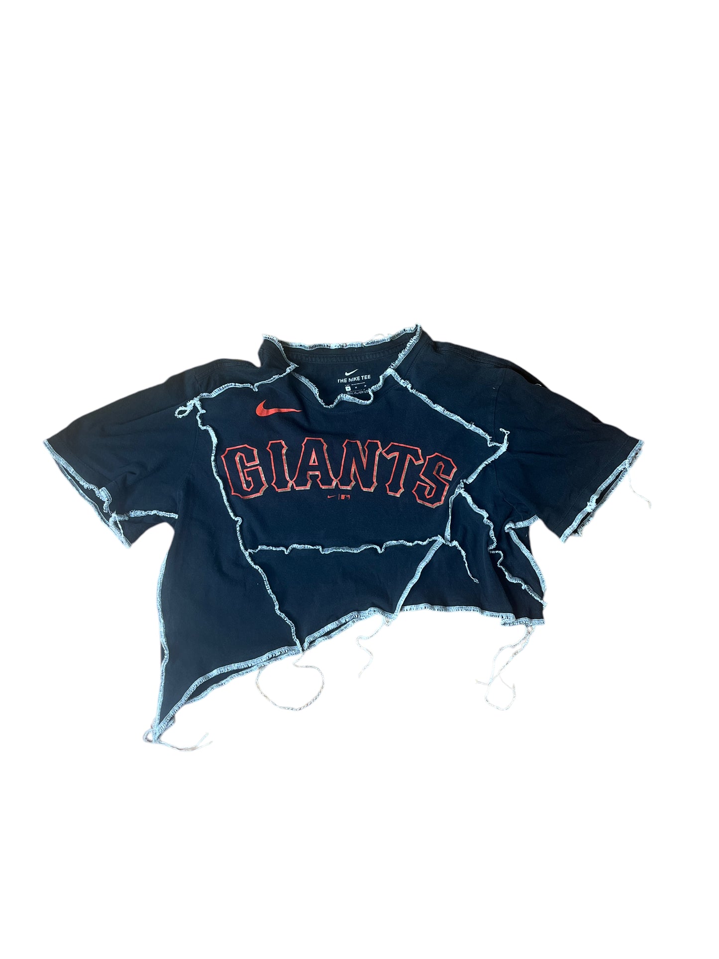 San Francisco Giants Reworked Contrast Asymmetrical Stitch Top