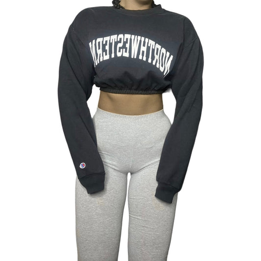 Northwestern University Reworked Crop Crewneck Sweatshirt