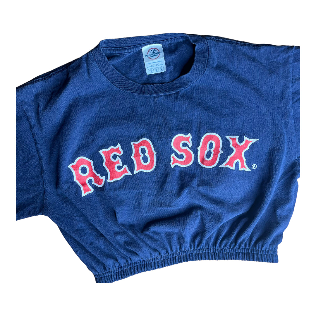 Boston Red Sox Reworked Crop Top - Pedroia #15