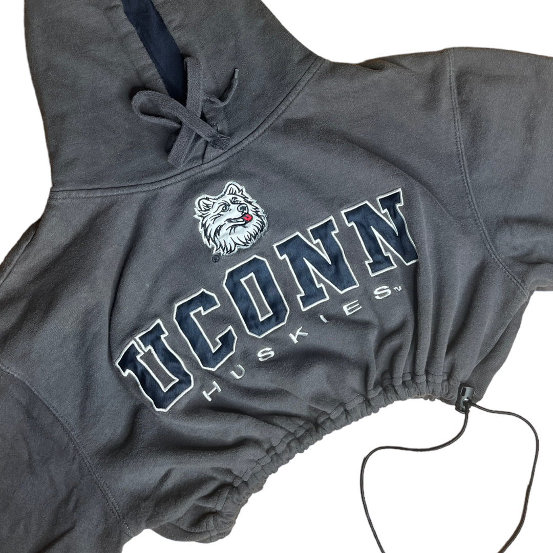 UCONN Reworked Custom Drawstring Crop Hoodie Sweatshirt