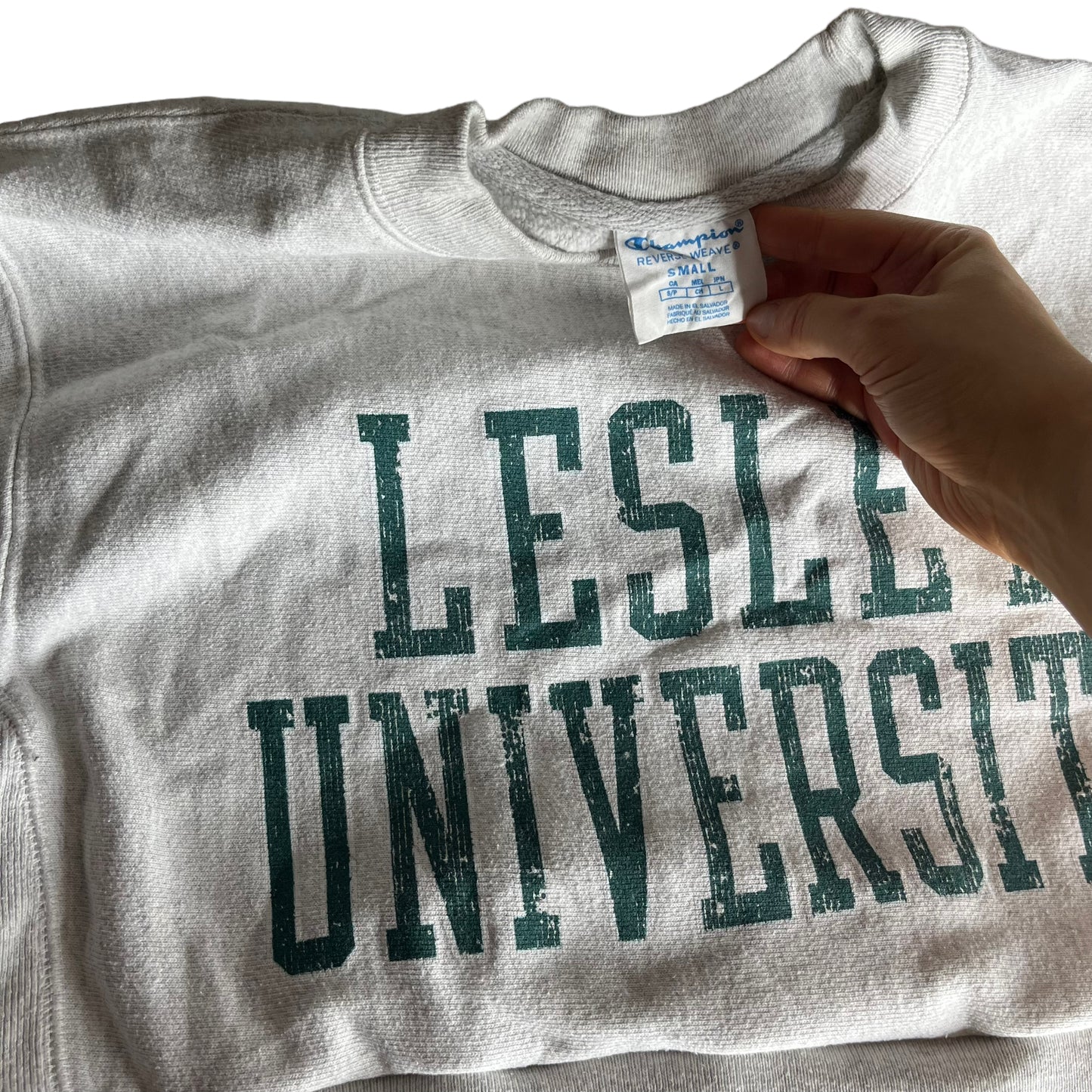 Lesley University Reworked Crop Crewneck Sweatshirt