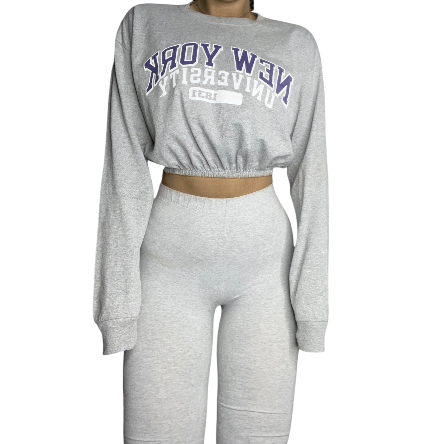 NYU Reworked Longsleeve Crop Top