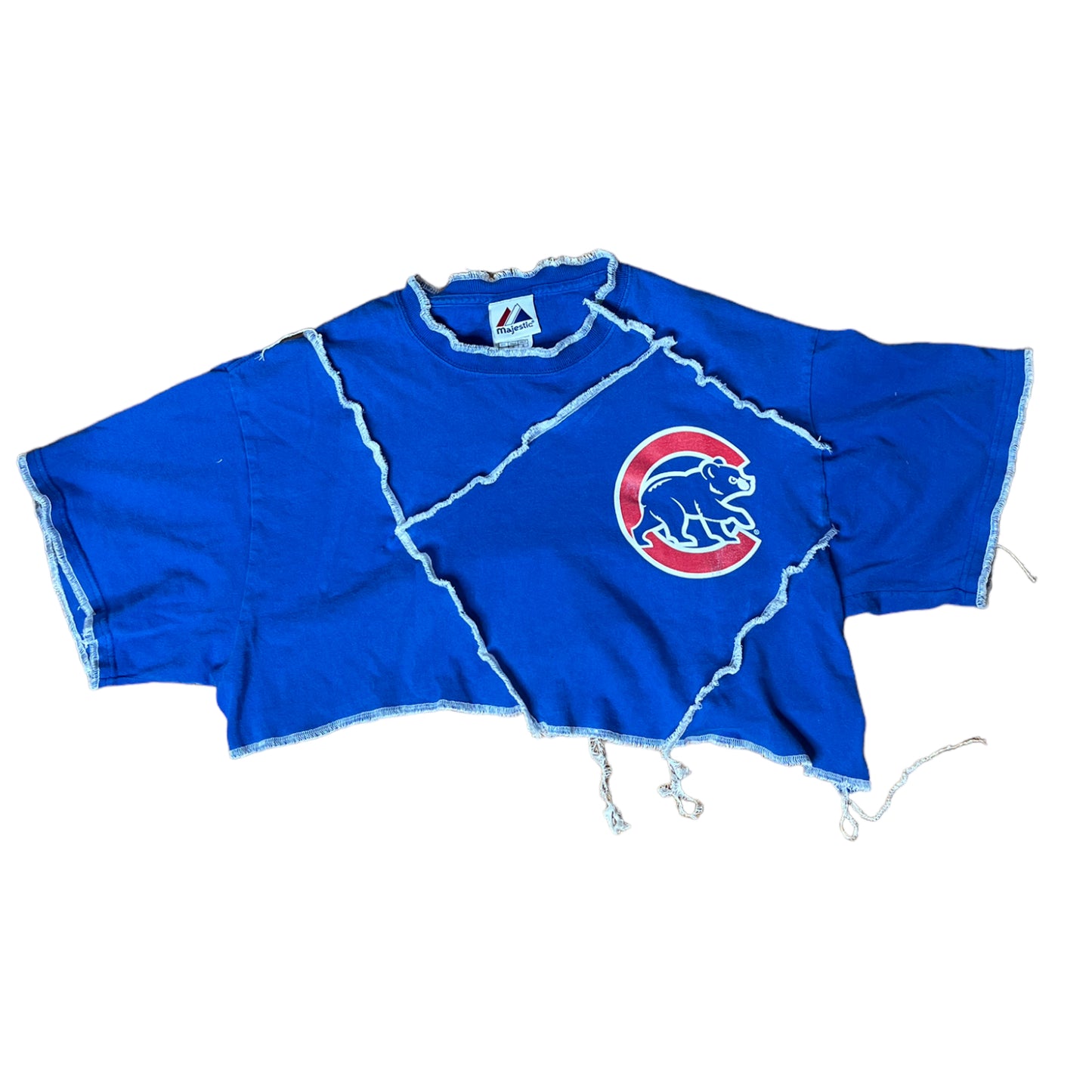 Chicago Cubs Reworked Contrast Stitch Crop Top