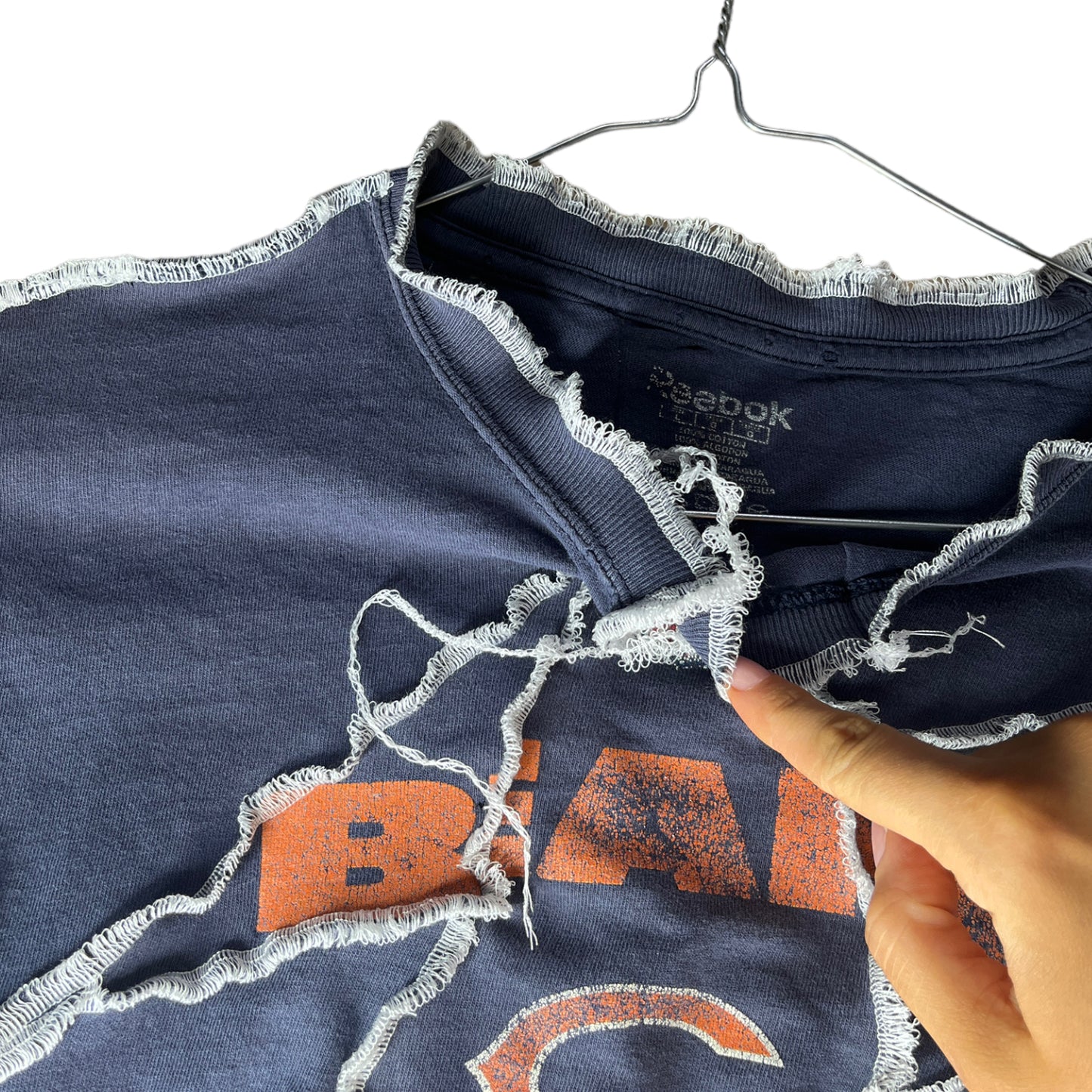 Chicago Bears NFL Reworked Contrast Stitch Asymmetrical crop top