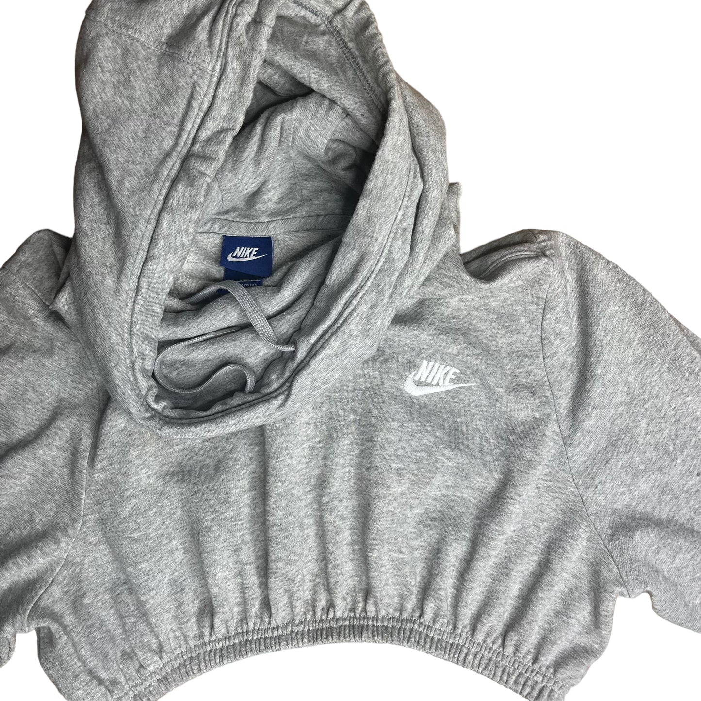 Nike Grey Reworked Crop Hoodie Sweatshirt