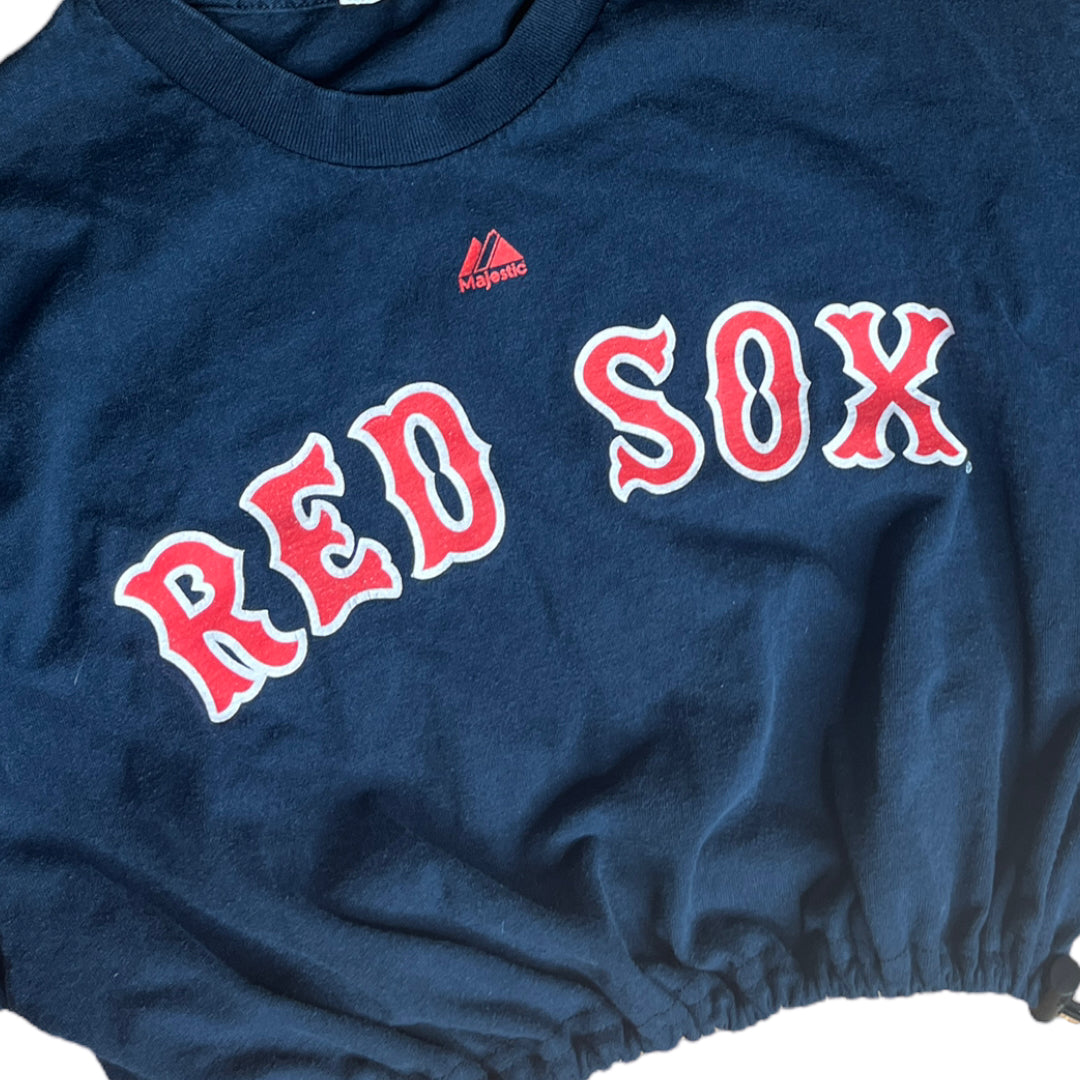 Boston Red Sox Reworked Drawstring Pull Waist Ortiz #34 Crop Top