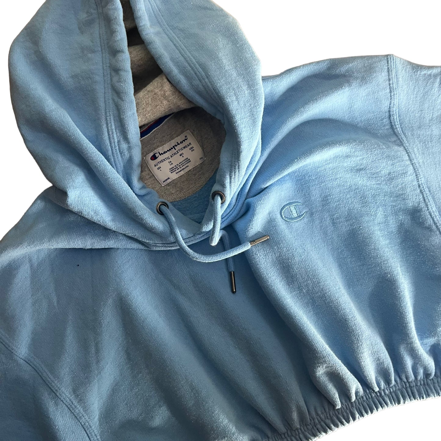 Champion Reworked Blue Crop Sweatshirt Hoodie