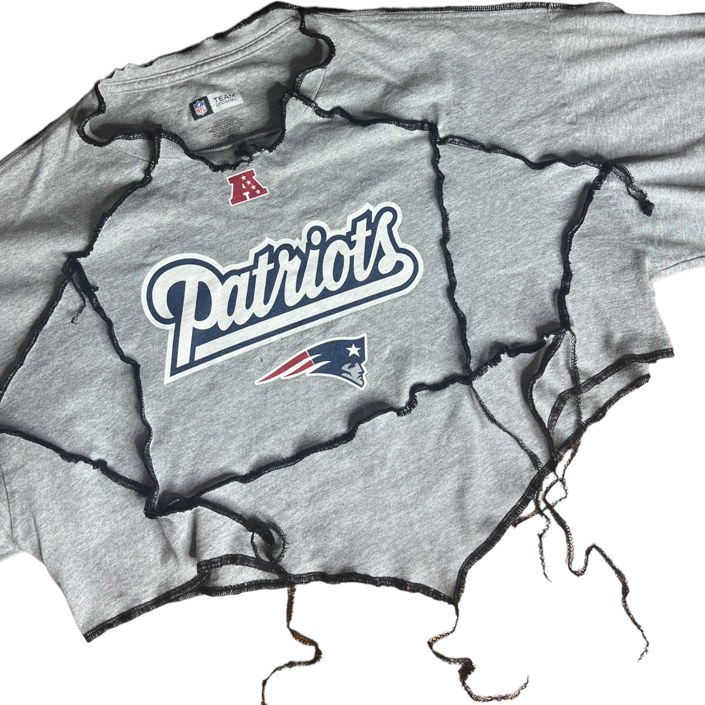 New England Patriots Reworked Contrast Stitch Crop Top