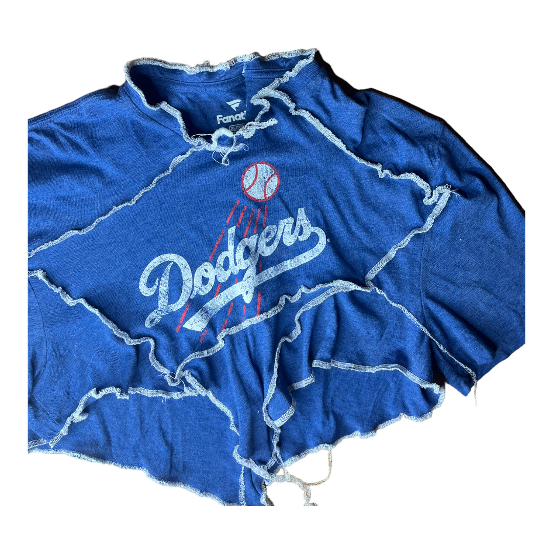 LA Dodgers Reworked Contrast Stitch Crop Top