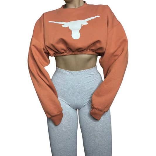 Texas Longhorns Reworked Crop Crewneck Sweatshirt