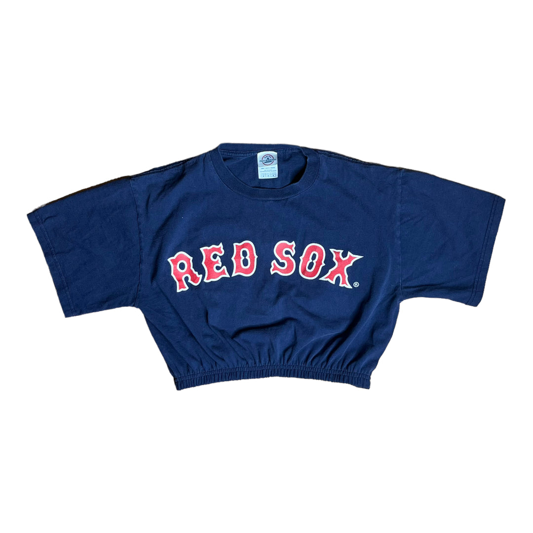 Boston Red Sox Reworked Crop Top - Pedroia #15