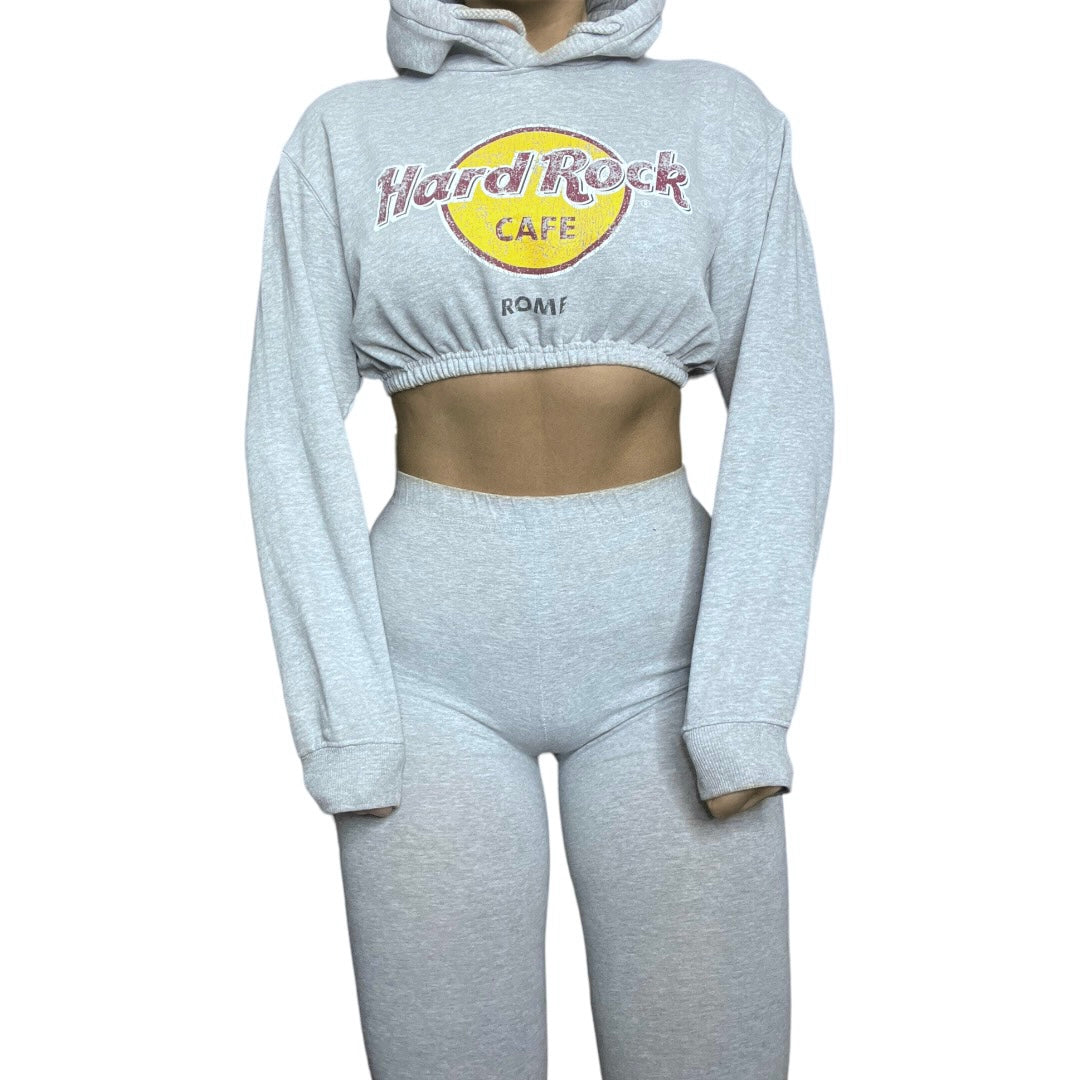 Hard Rock Cafe Rome Reworked Crop Hoodie