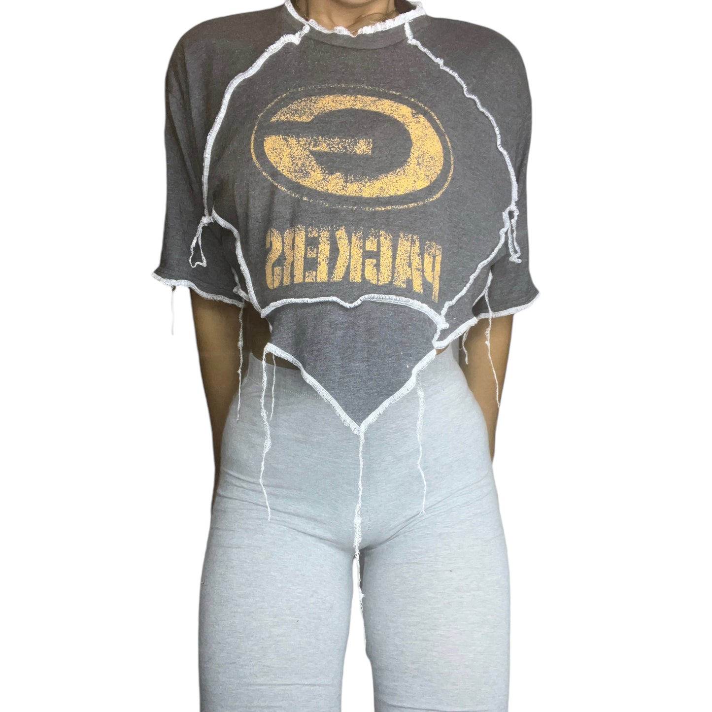 Green Bay Packers Reworked Contrast Stitch Crop Top