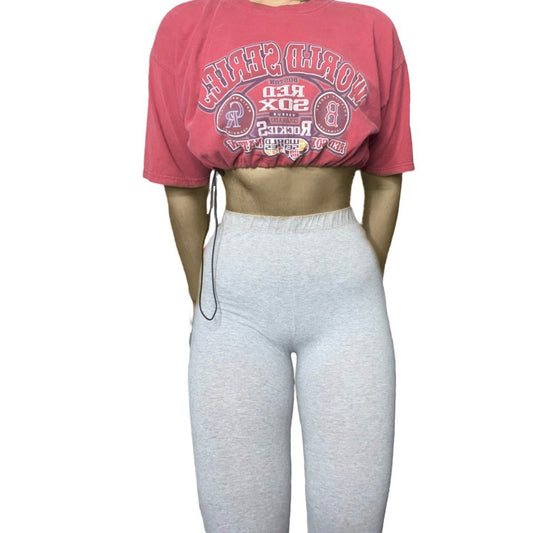 Boston Red Sox Reworked Drawstring Pull Waist Crop Top